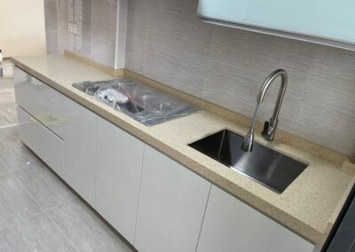 131 – Sand Arena quartz surfaces by Casa Stone Singapore and Malaysia Durable stone almost scratch proof surfaces,strongest material for kitchen counter top.