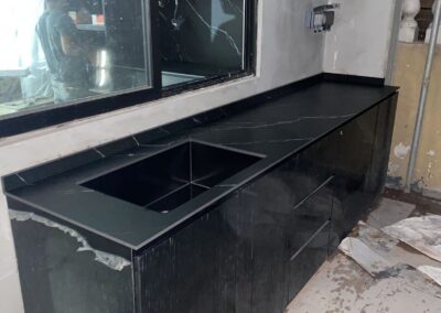 S-8010 Black Marquina SINTER Stone Singapore and Malaysia Durable stone almost scratch proof surfaces, highly stain resistant, strongest material for kitchen counter top.