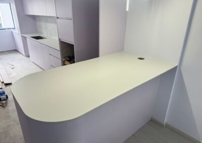 S-8500 Blanco White SINTER Stone Singapore and Malaysia Durable stone almost scratch proof surfaces, highly stain resistant, strongest material for kitchen counter top.