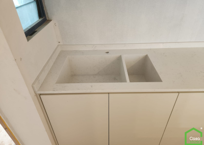 531 CARRA WHITE quartz surfaces by Casa Stone Singapore and Malaysia Durable stone almost scratch proof surfaces,strongest material for kitchen counter top.